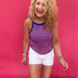 The Coastal Cool Stripe High Neck Tank in Pink - Shabby 2 Chic Boutiques