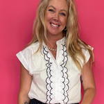 The Collins Scalloped Cap Sleeve Top in White - Shabby 2 Chic Boutiques