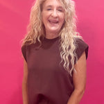 The Confidence Cap-Sleeve Top in Brown