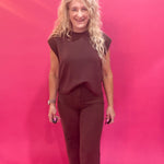 The Confidence Cap-Sleeve Top in Brown