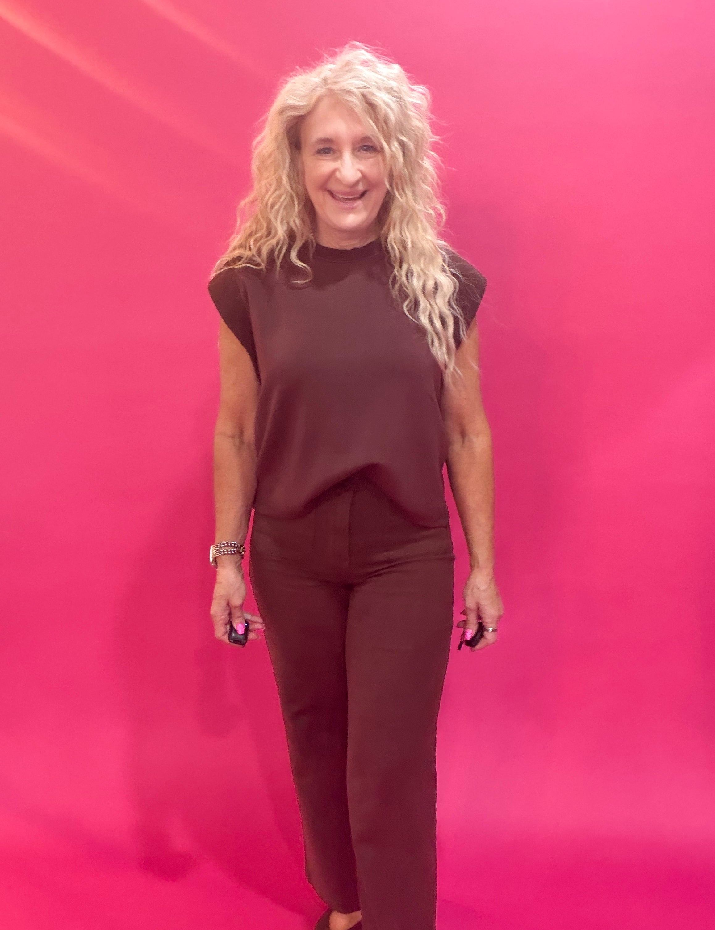 The Confidence Cap-Sleeve Top in Brown