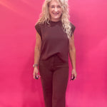 The Confidence Cap-Sleeve Top in Brown