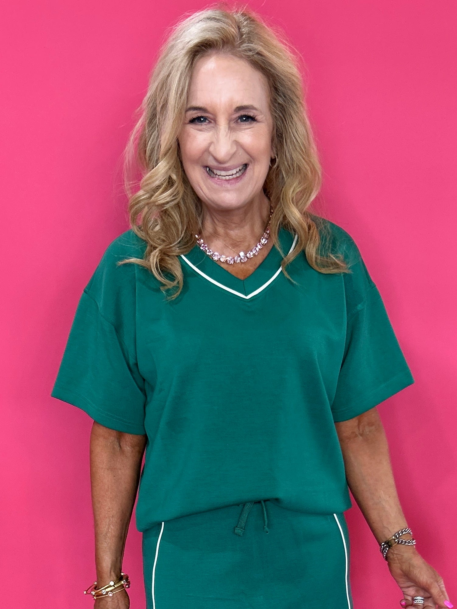 The Court Side Chic Modal Scuba Top in Green - Shabby 2 Chic Boutiques