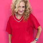 The Court Side Chic Modal Scuba Top in Red - Shabby 2 Chic Boutiques