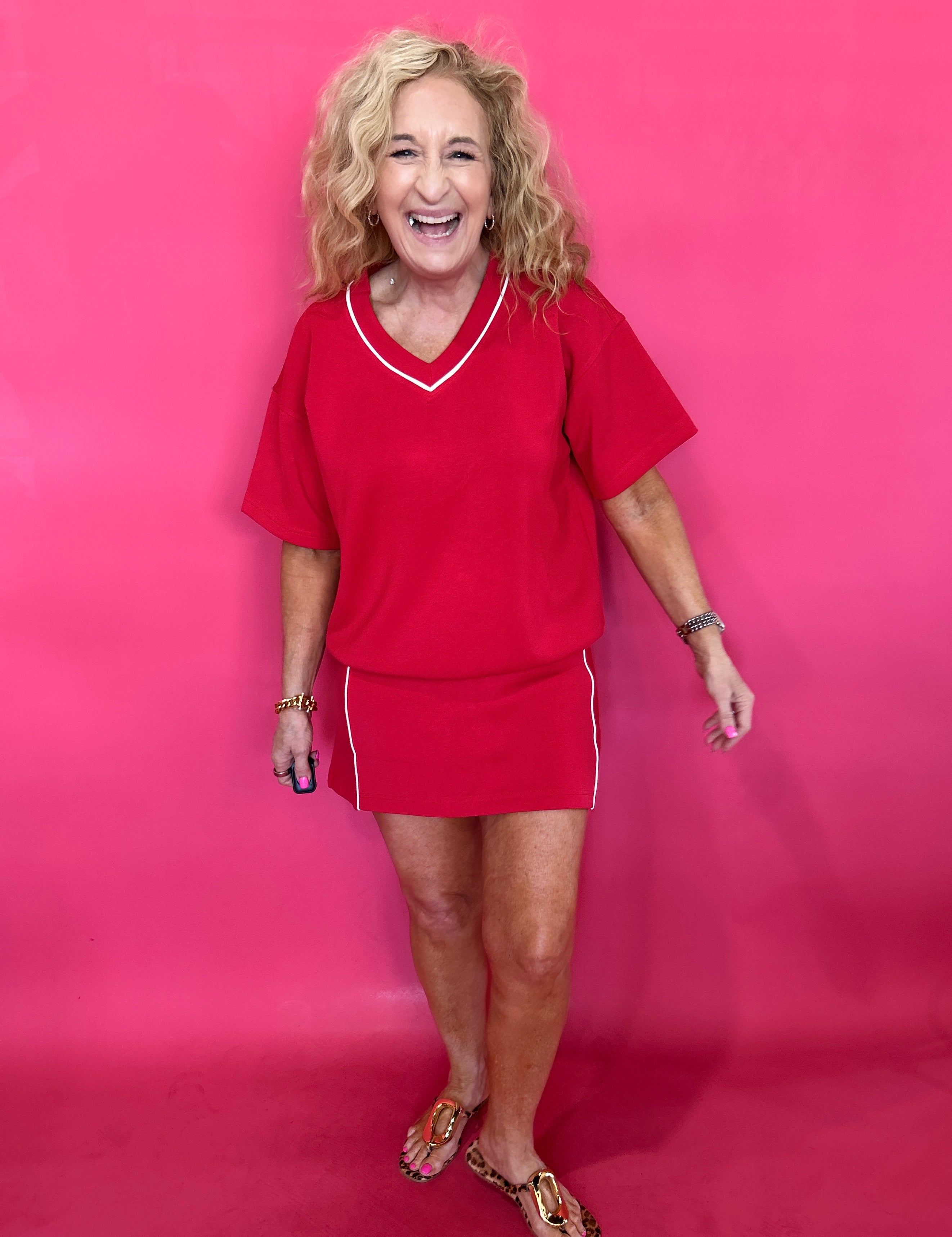 The Court Side Chic Modal Scuba Top in Red - Shabby 2 Chic Boutiques