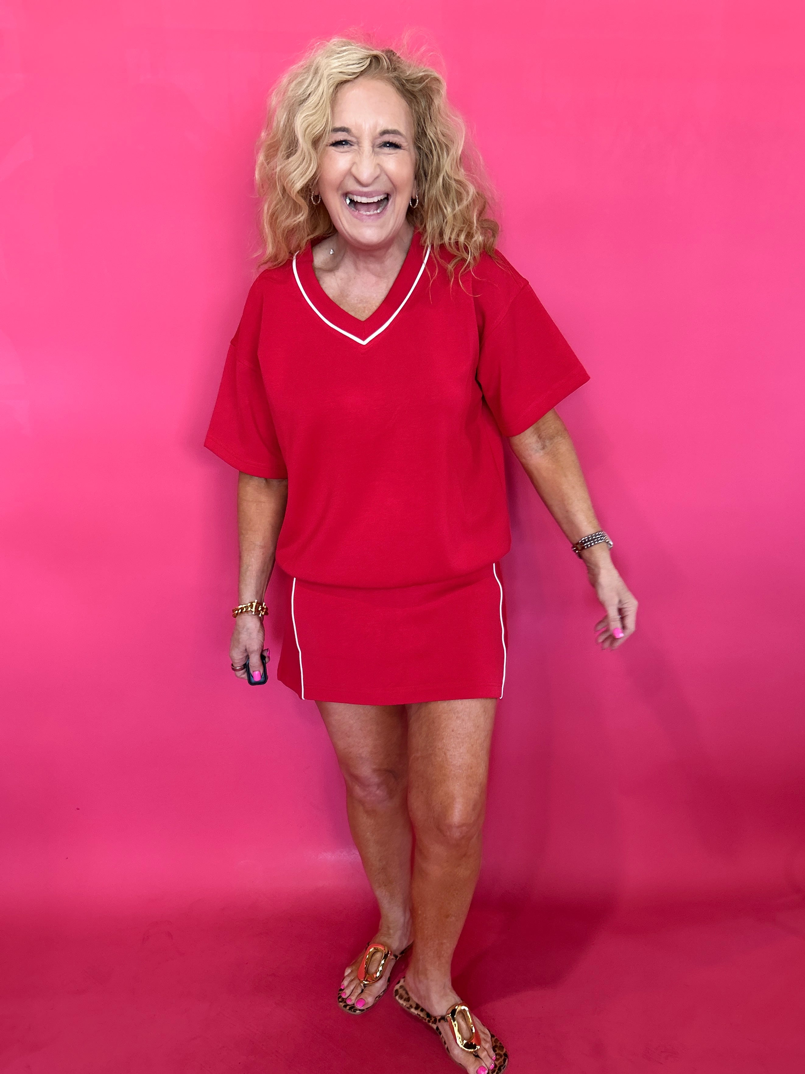 The Court Side Chic Modal Scuba Top in Red - Shabby 2 Chic Boutiques
