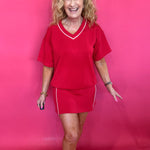 The Court Side Chic Modal Scuba Top in Red - Shabby 2 Chic Boutiques