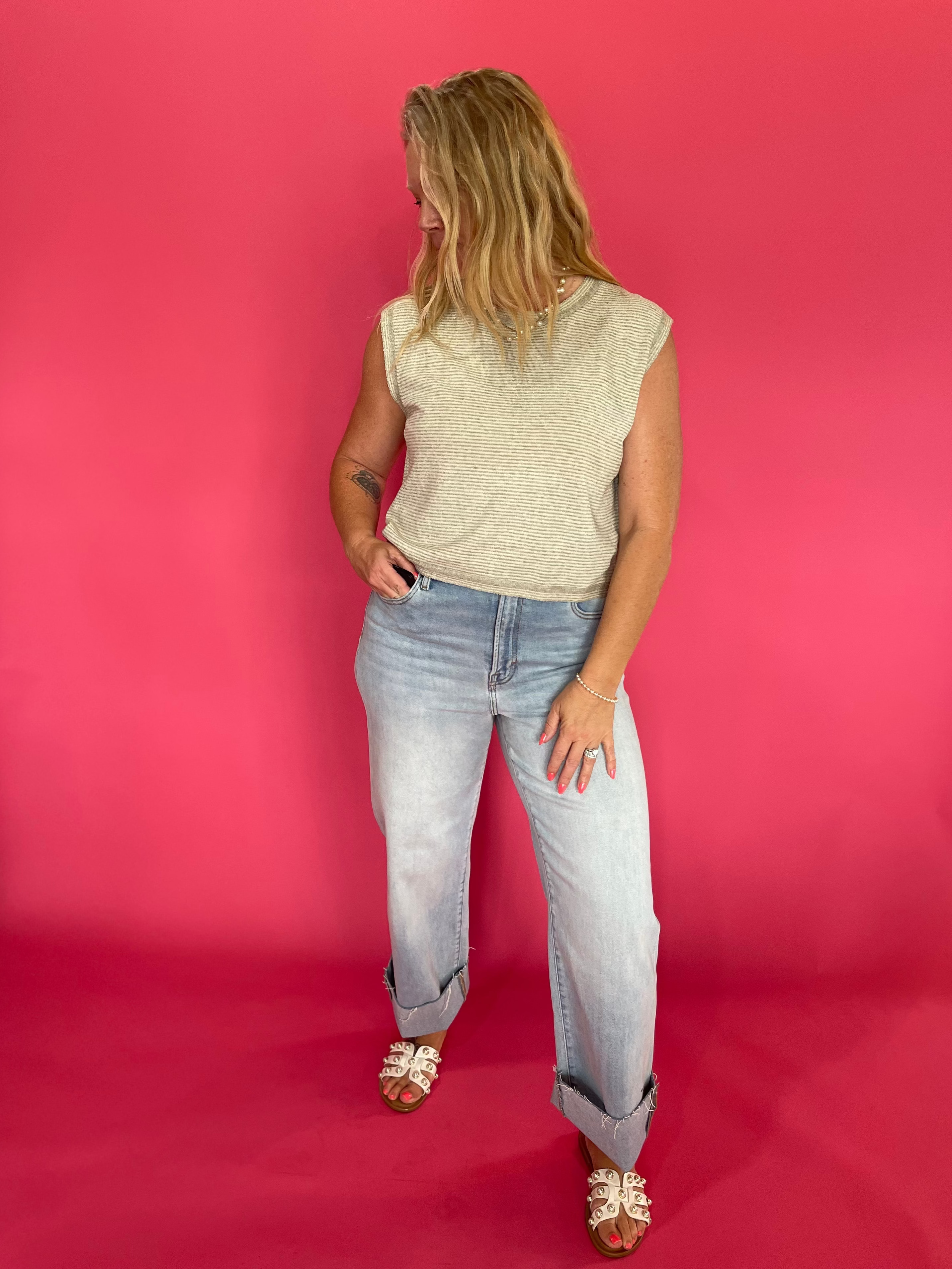 The “Easy Does It” Pinstriped Knit Tank