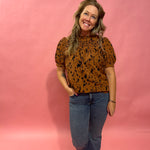 The Effortless Charm Cheetah Print Puff Sleeve Blouse