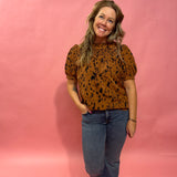 The Effortless Charm Cheetah Print Puff Sleeve Blouse