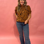 The Effortless Charm Cheetah Print Puff Sleeve Blouse