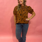 The Effortless Charm Cheetah Print Puff Sleeve Blouse