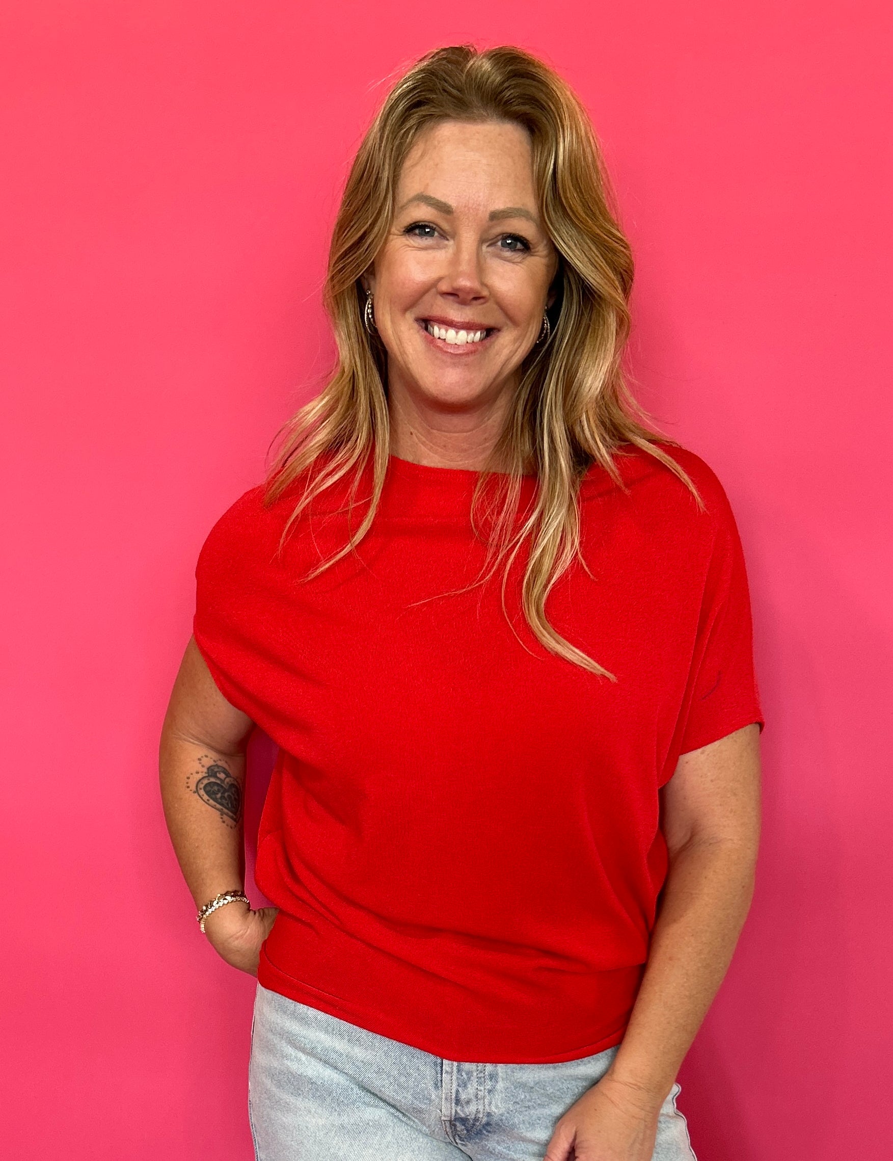 The Effortless Energy Dolman Top in Red - Shabby 2 Chic Boutiques