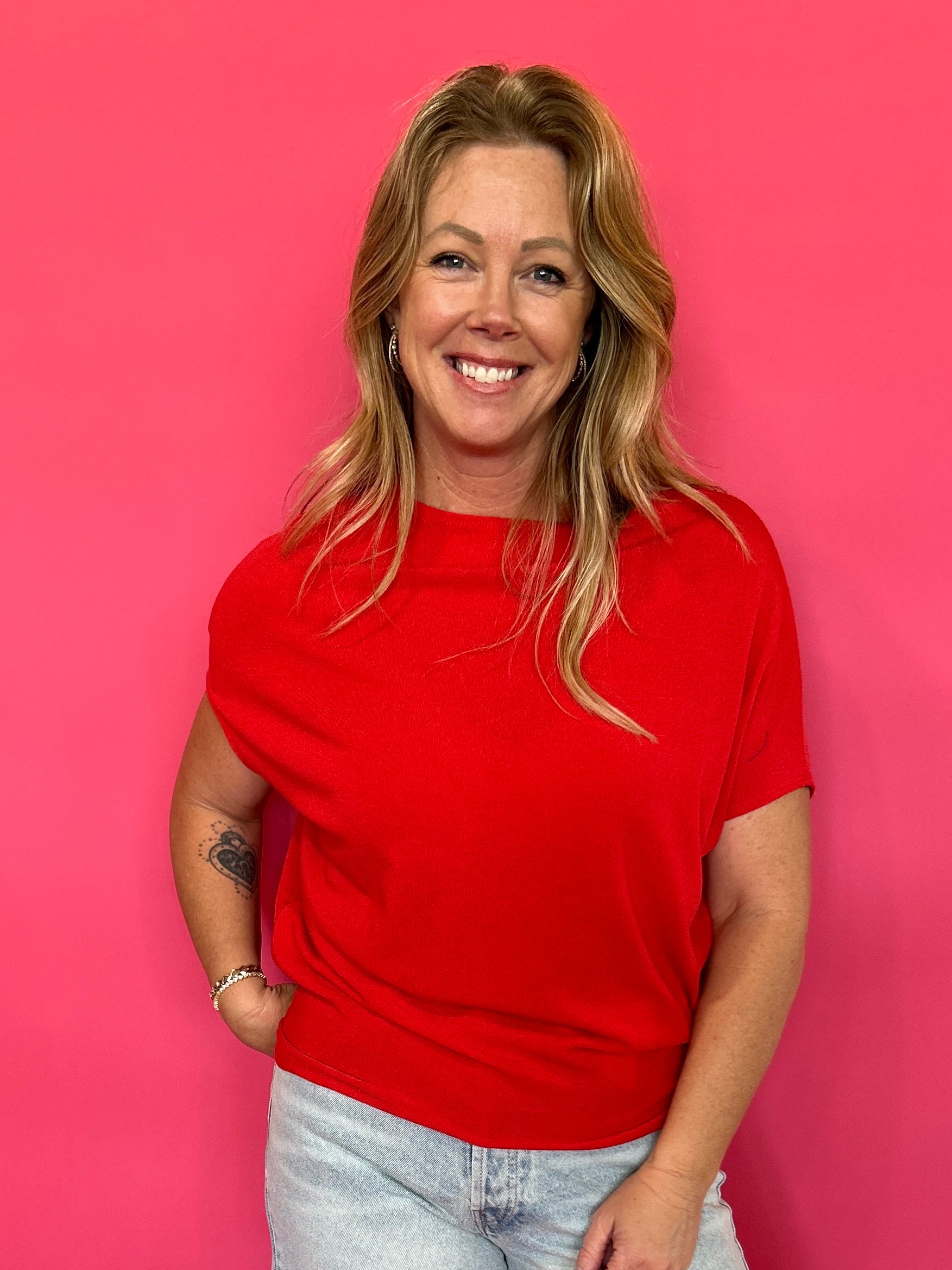 The Effortless Energy Dolman Top in Red - Shabby 2 Chic Boutiques