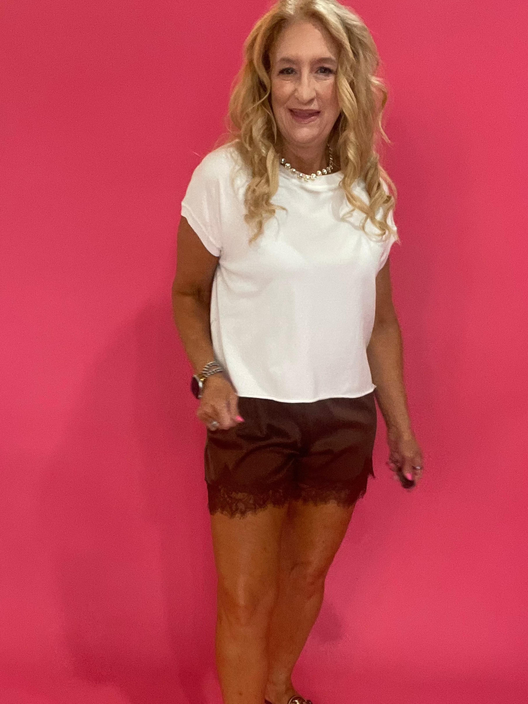 The Elevated Everyday Satin Shorts in Brown