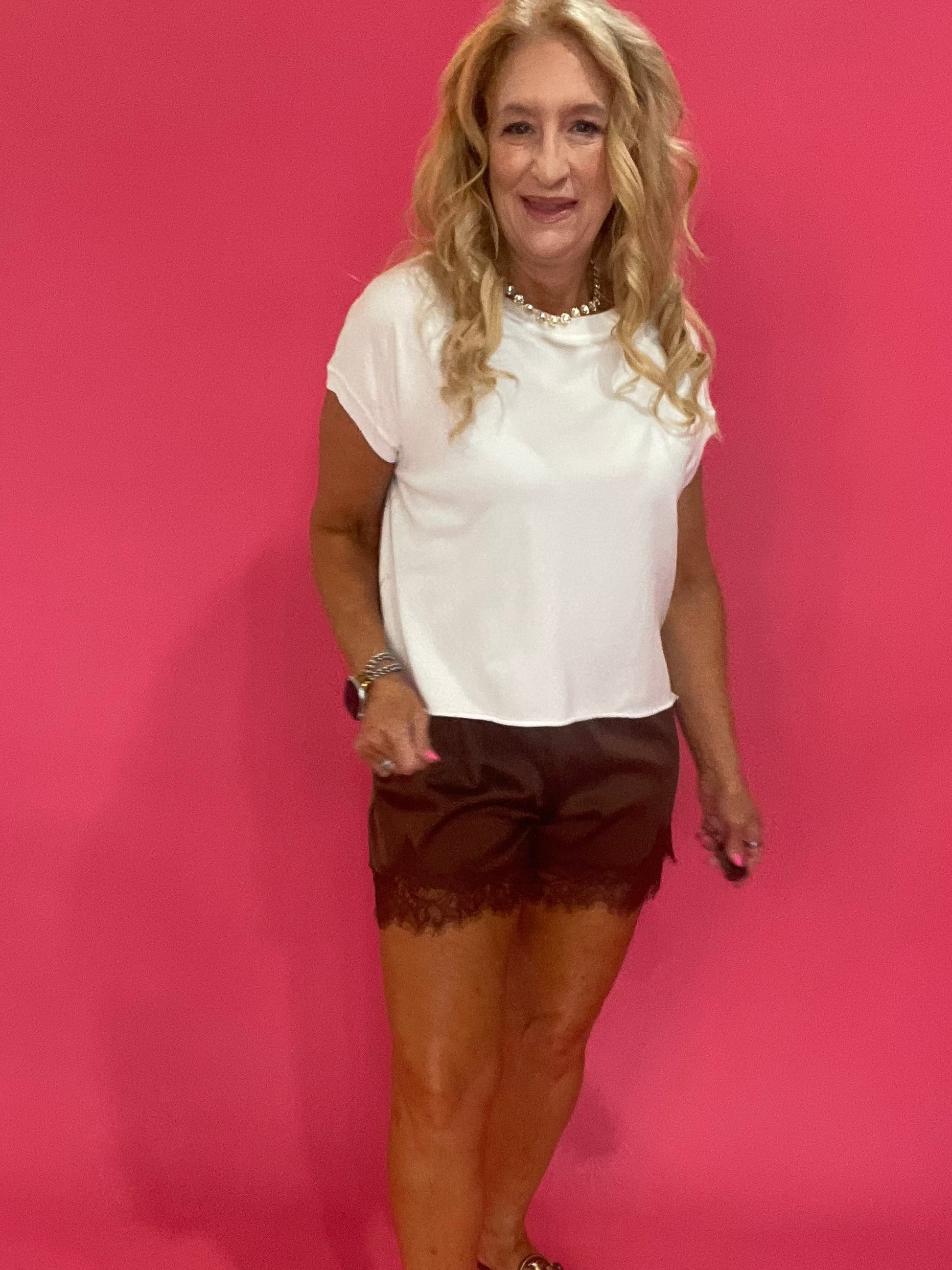 The Elevated Everyday Satin Shorts in Brown