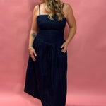 The Emerson Midi Pointed Waist Denim Dress
