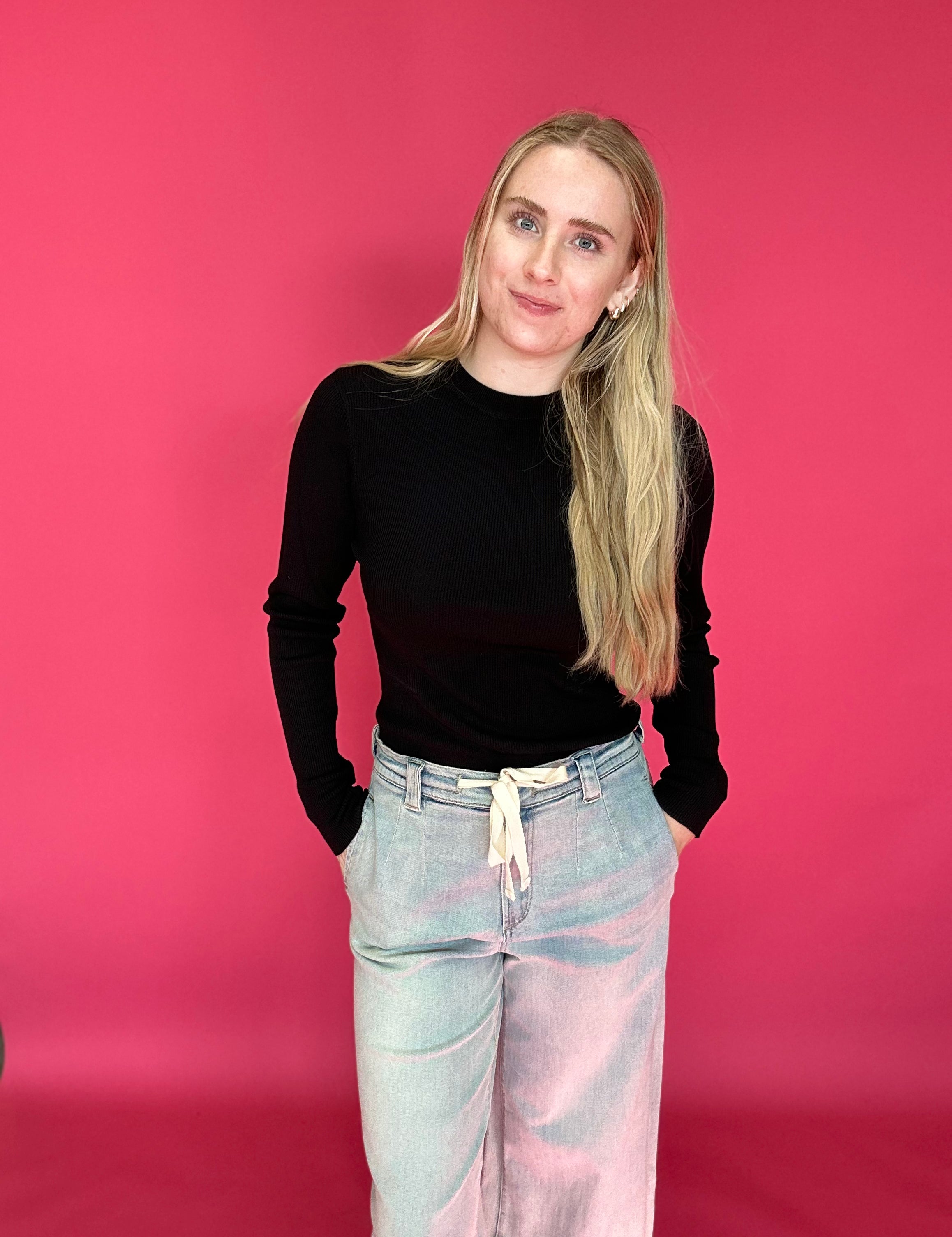 The Essential Ribbed Long Sleeve Top in Black