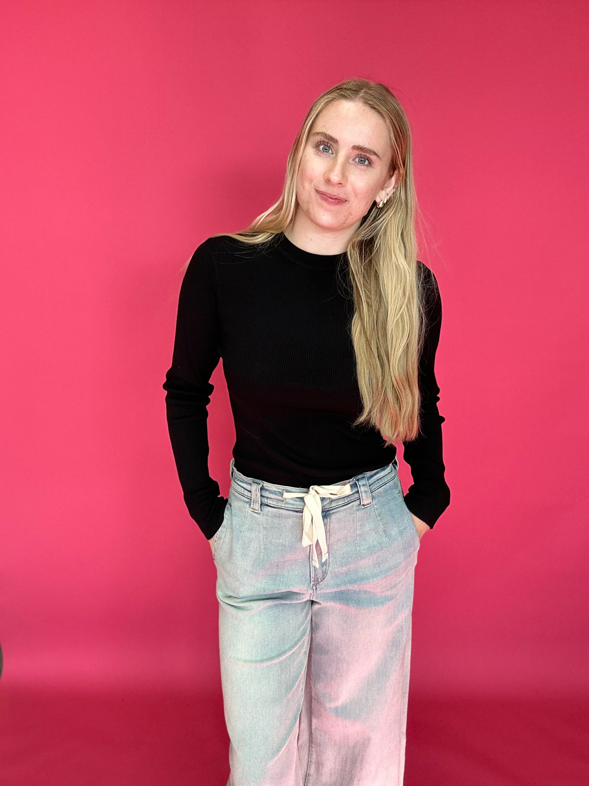 The Essential Ribbed Long Sleeve Top in Black