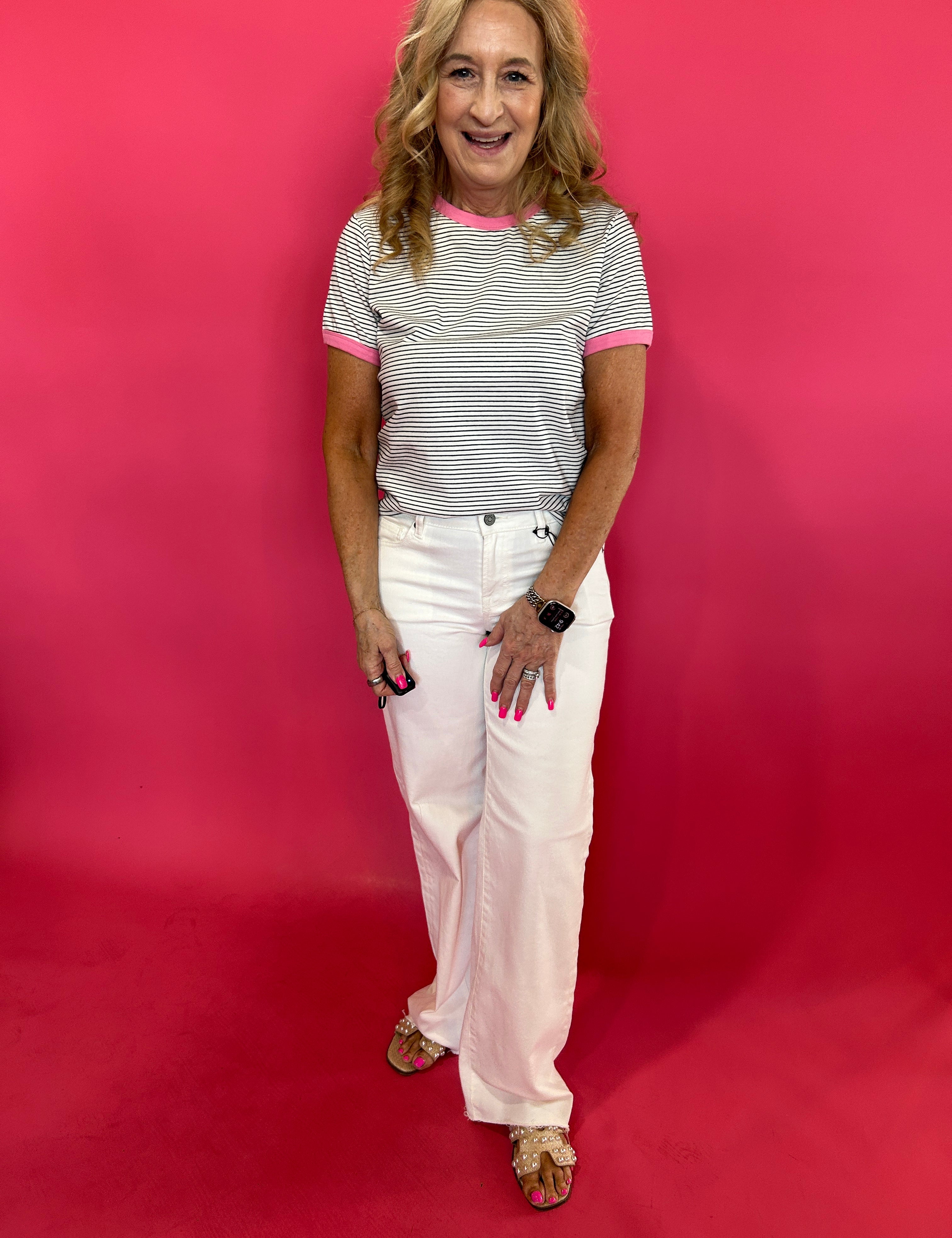 The Everyday Contrast Stripe Tee in Black - Shabby 2 Chic Boutiques