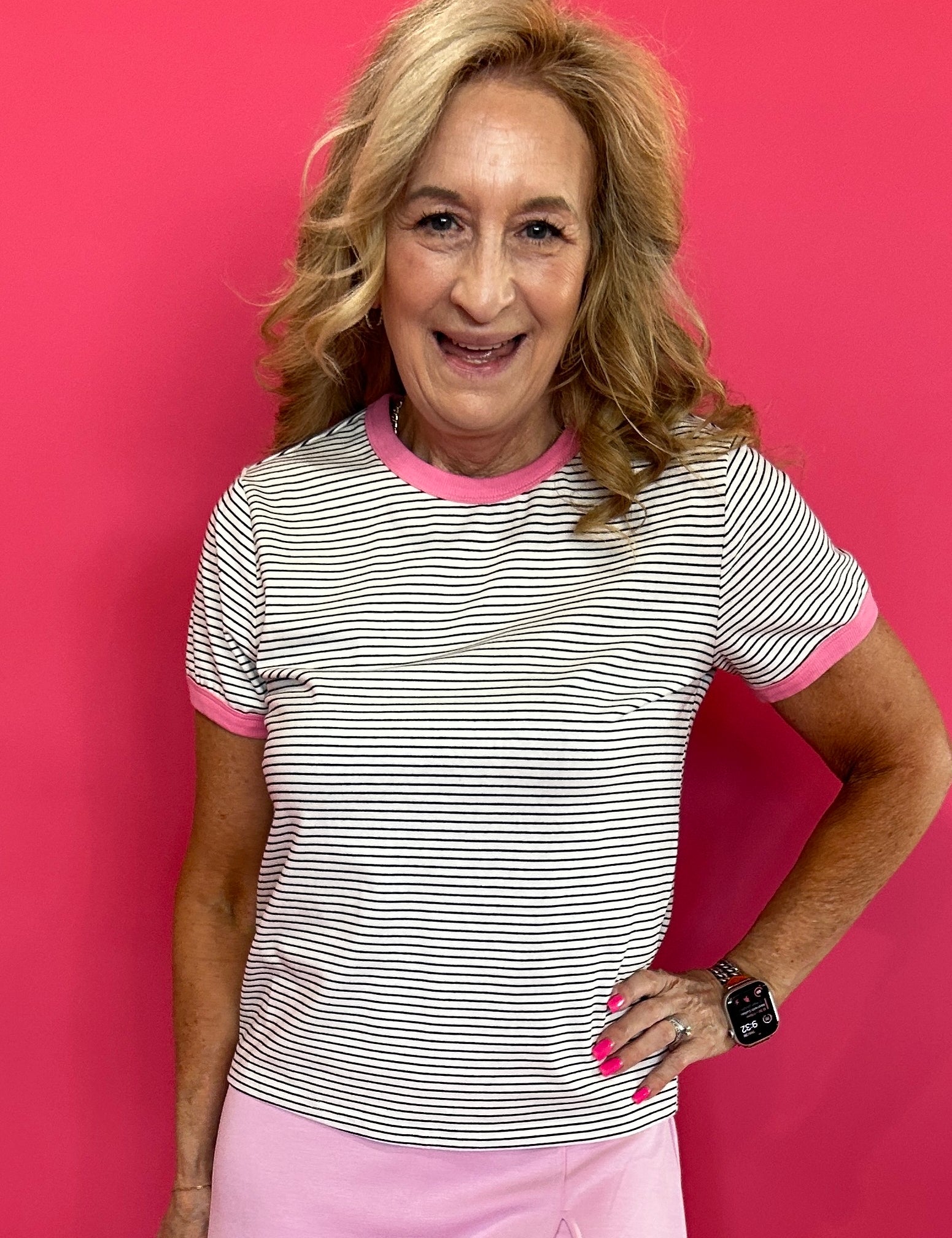 The Everyday Contrast Stripe Tee in Black - Shabby 2 Chic Boutiques