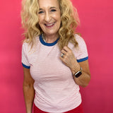 The Everyday Contrast Stripe Tee in Red - Shabby 2 Chic Boutiques