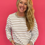 The Everyday Striped Crew in Heather Brown
