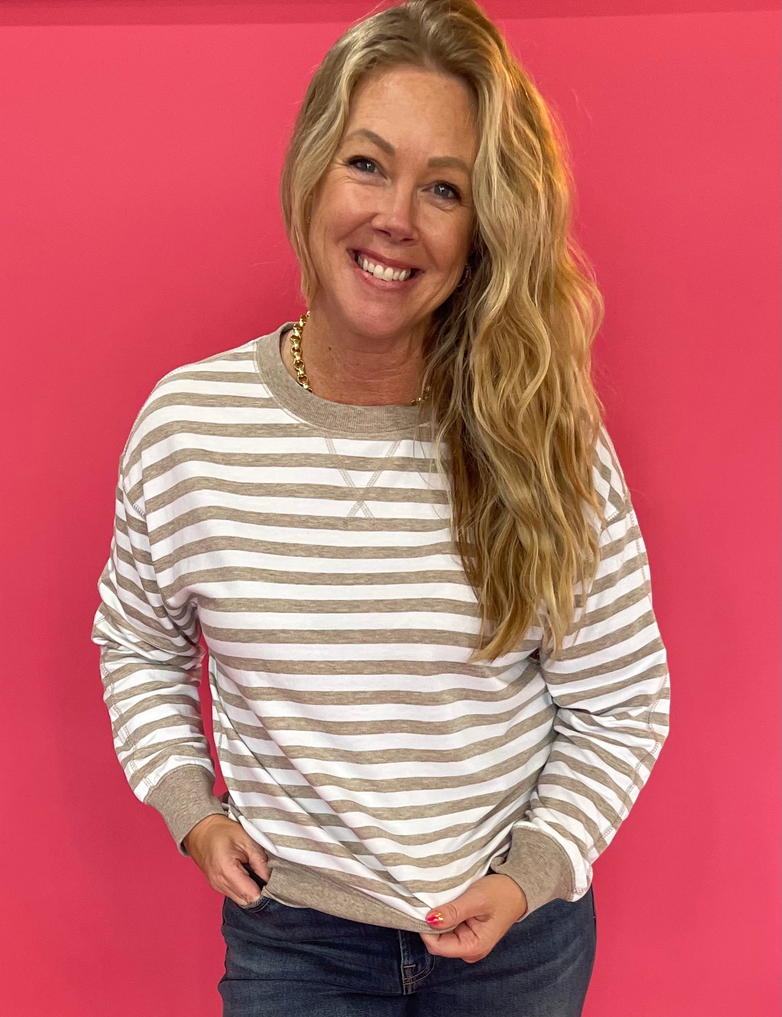 The Everyday Striped Crew in Heather Brown