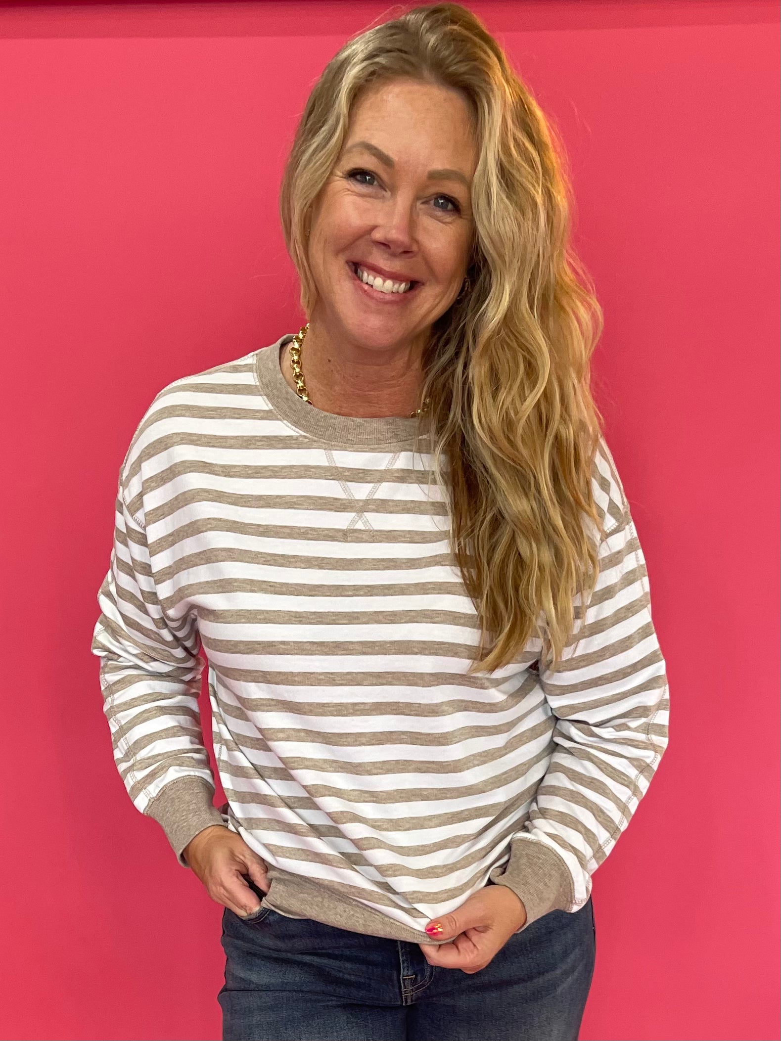 The Everyday Striped Crew in Heather Brown