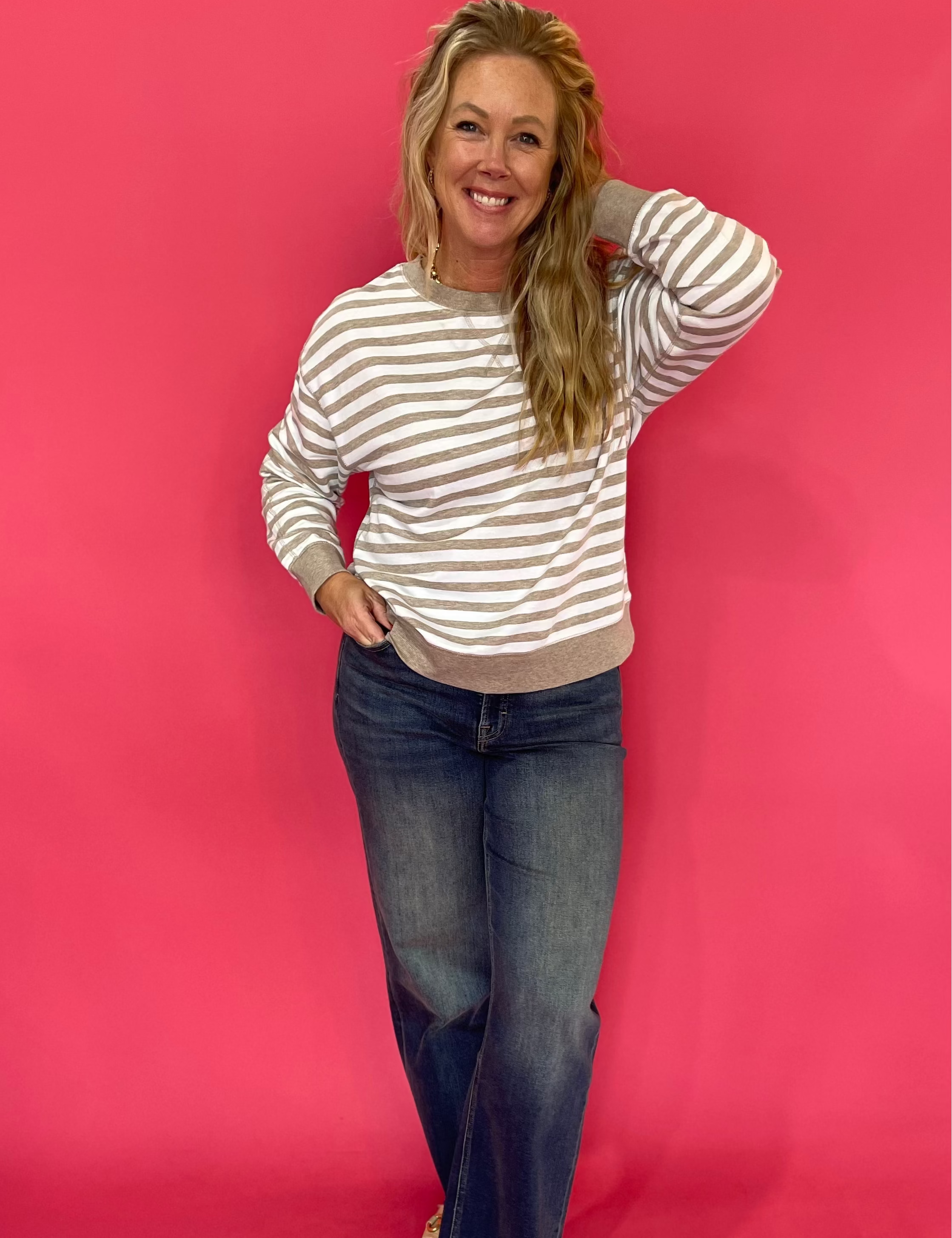 The Everyday Striped Crew in Heather Brown