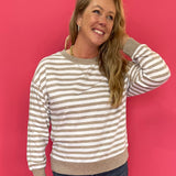The Everyday Striped Crew in Heather Brown