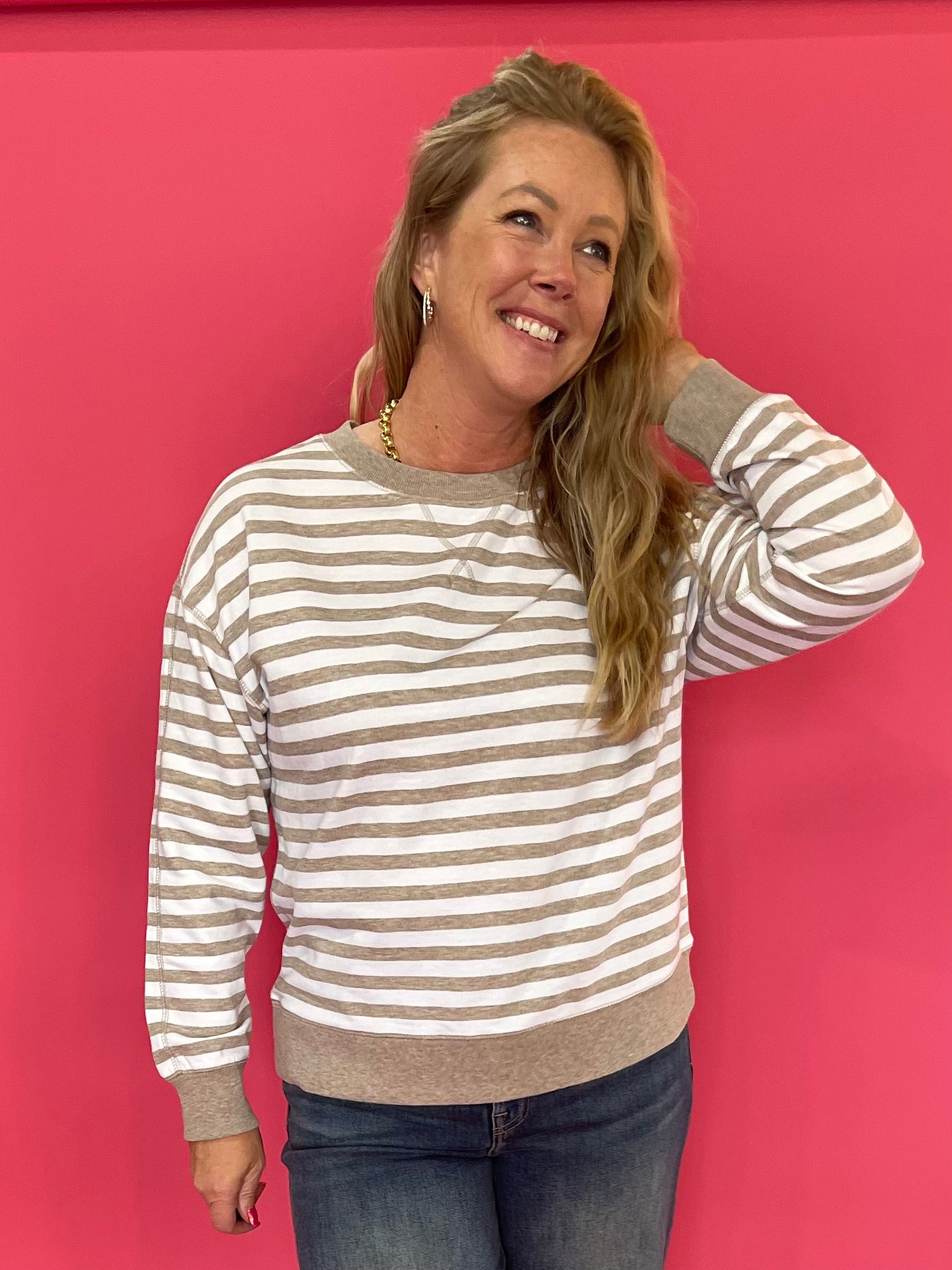 The Everyday Striped Crew in Heather Brown