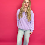 The Isabella Half-Zip Sweatshirt in Purple - Shabby 2 Chic Boutiques