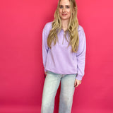 The Isabella Half-Zip Sweatshirt in Purple - Shabby 2 Chic Boutiques