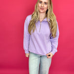 The Isabella Half-Zip Sweatshirt in Purple - Shabby 2 Chic Boutiques