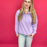 The Isabella Half-Zip Sweatshirt in Purple - Shabby 2 Chic Boutiques