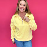 The Isabella Half-Zip Sweatshirt in Yellow - Shabby 2 Chic Boutiques