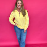 The Isabella Half-Zip Sweatshirt in Yellow - Shabby 2 Chic Boutiques