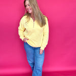 The Isabella Half-Zip Sweatshirt in Yellow - Shabby 2 Chic Boutiques
