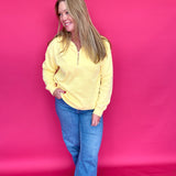The Isabella Half-Zip Sweatshirt in Yellow - Shabby 2 Chic Boutiques