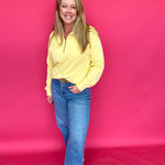 The Isabella Half-Zip Sweatshirt in Yellow - Shabby 2 Chic Boutiques