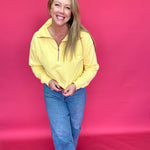 The Isabella Half-Zip Sweatshirt in Yellow - Shabby 2 Chic Boutiques