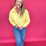 The Isabella Half-Zip Sweatshirt in Yellow - Shabby 2 Chic Boutiques