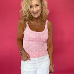 The “Main Character Energy” Polka Dot Tank in Pink - Shabby 2 Chic Boutiques