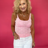 The “Main Character Energy” Polka Dot Tank in Pink - Shabby 2 Chic Boutiques