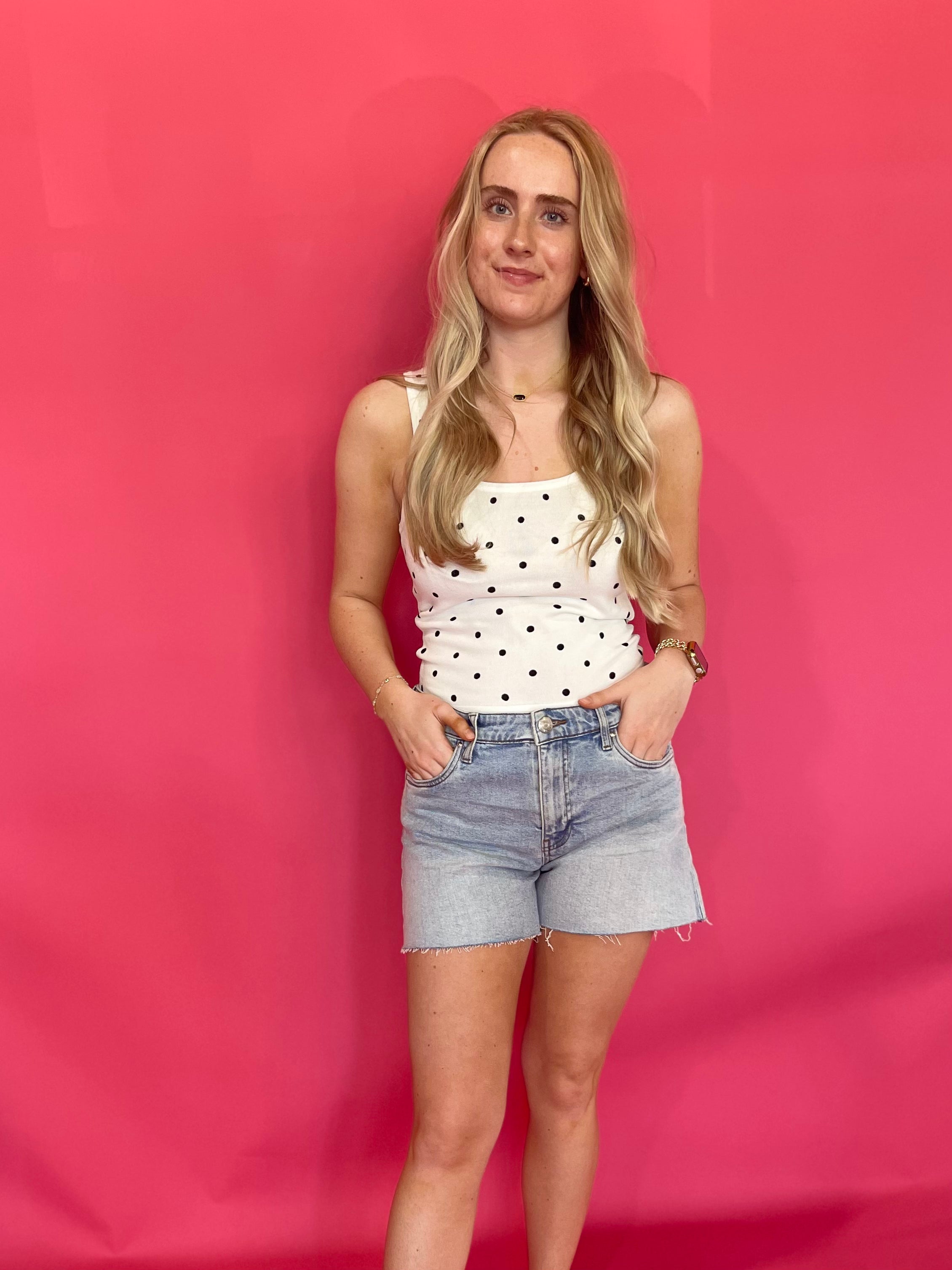 The “Main Character Energy” Polka Dot Tank in White - Shabby 2 Chic Boutiques