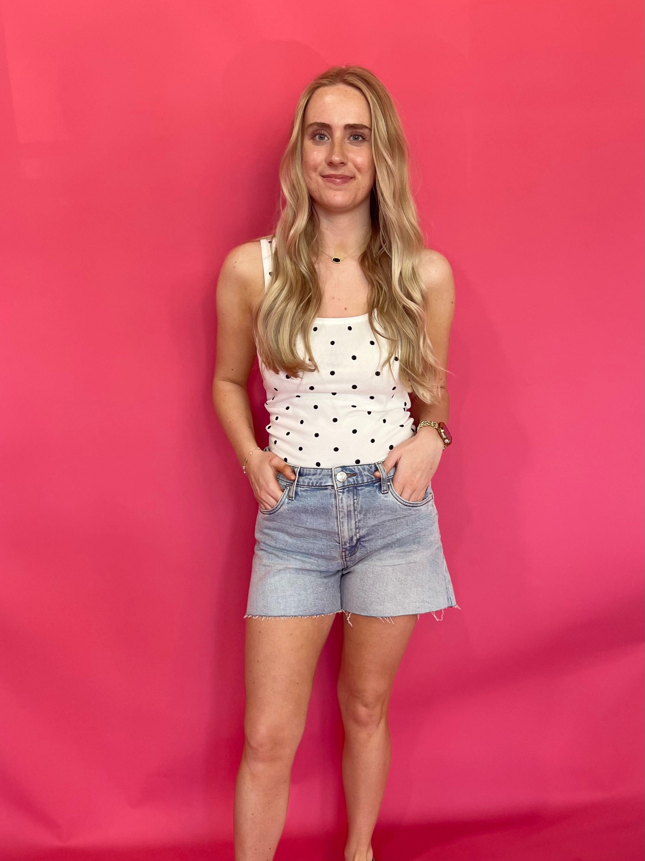 The “Main Character Energy” Polka Dot Tank in White - Shabby 2 Chic Boutiques