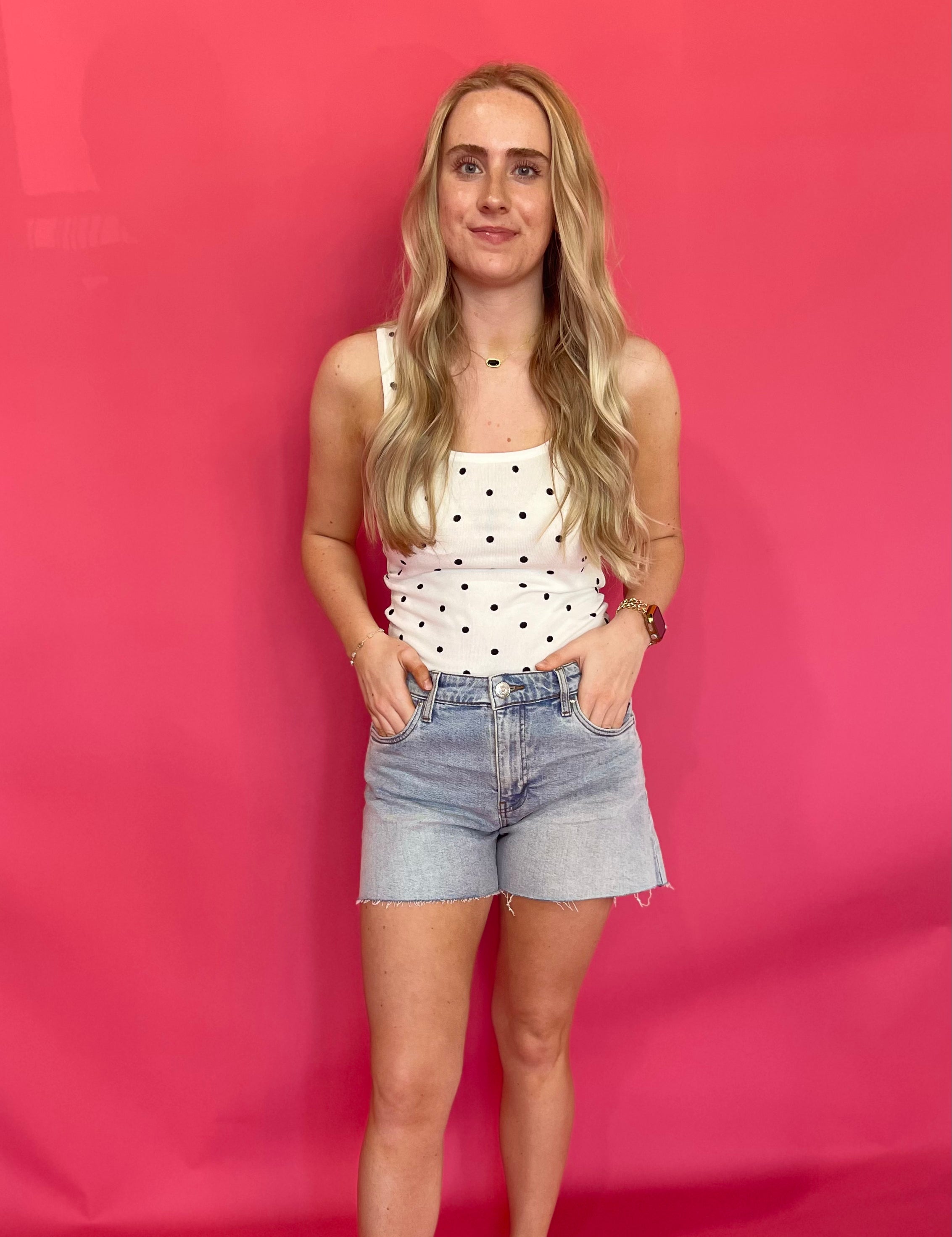 The “Main Character Energy” Polka Dot Tank in White - Shabby 2 Chic Boutiques