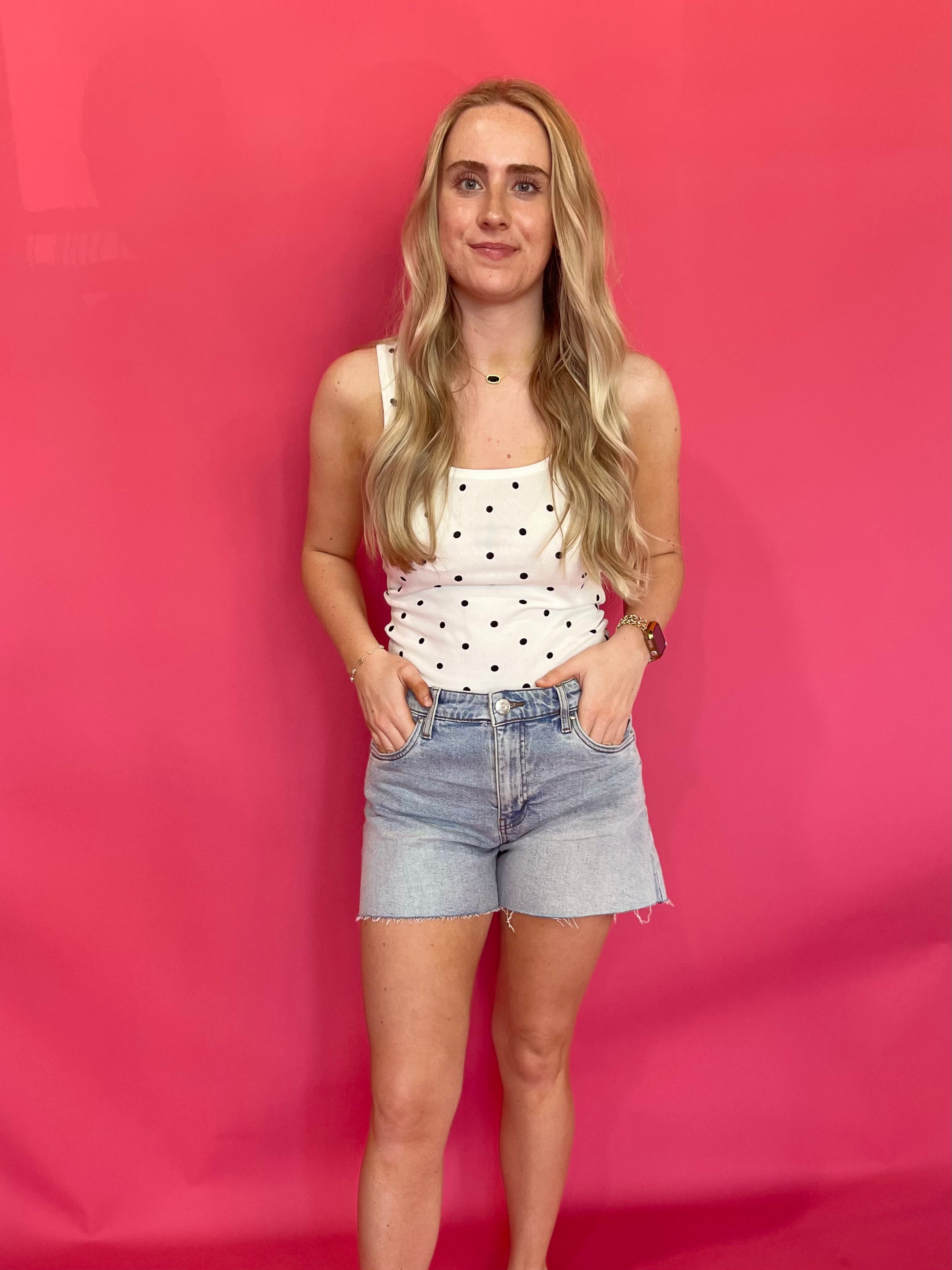 The “Main Character Energy” Polka Dot Tank in White - Shabby 2 Chic Boutiques