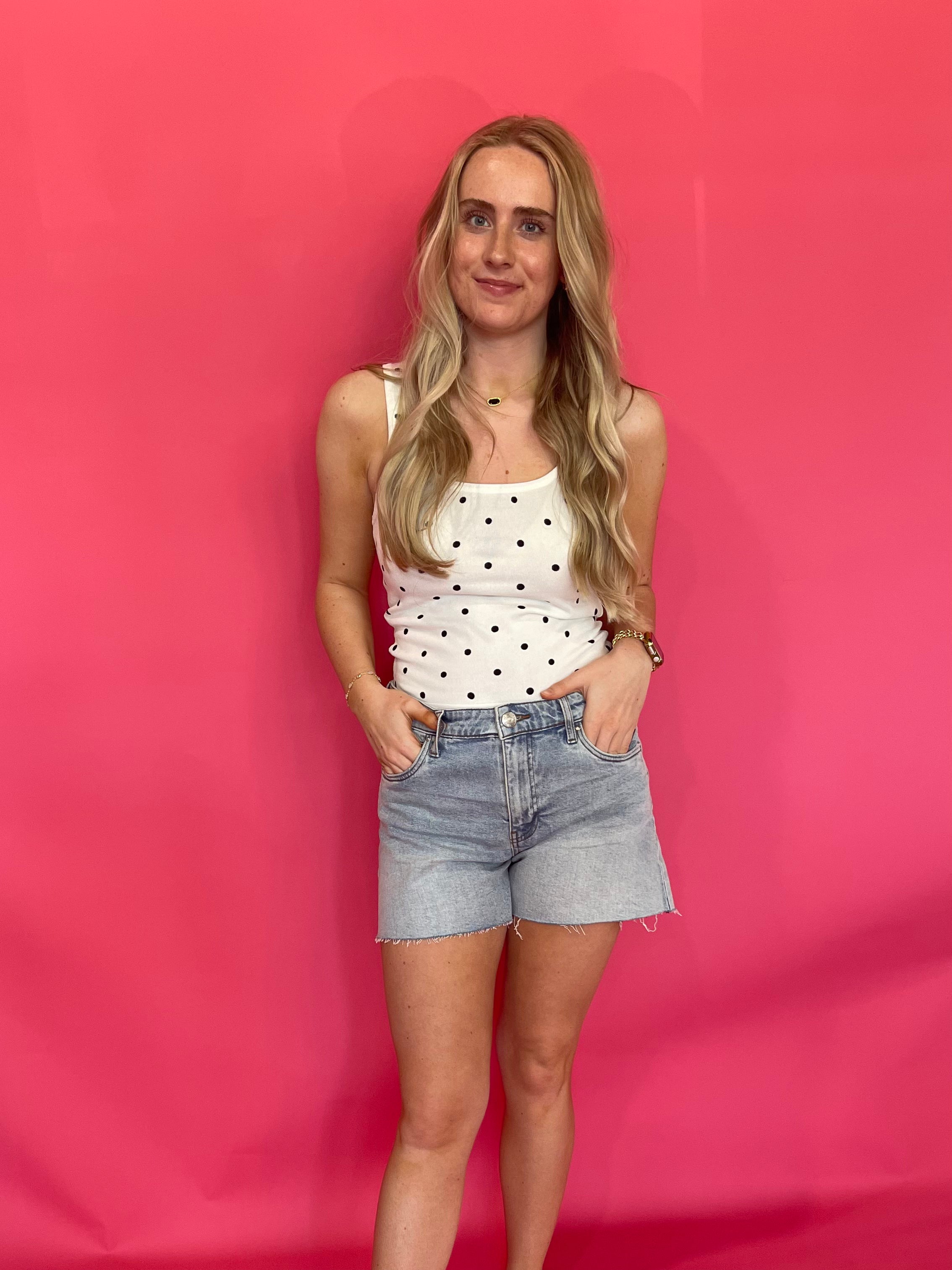The “Main Character Energy” Polka Dot Tank in White - Shabby 2 Chic Boutiques